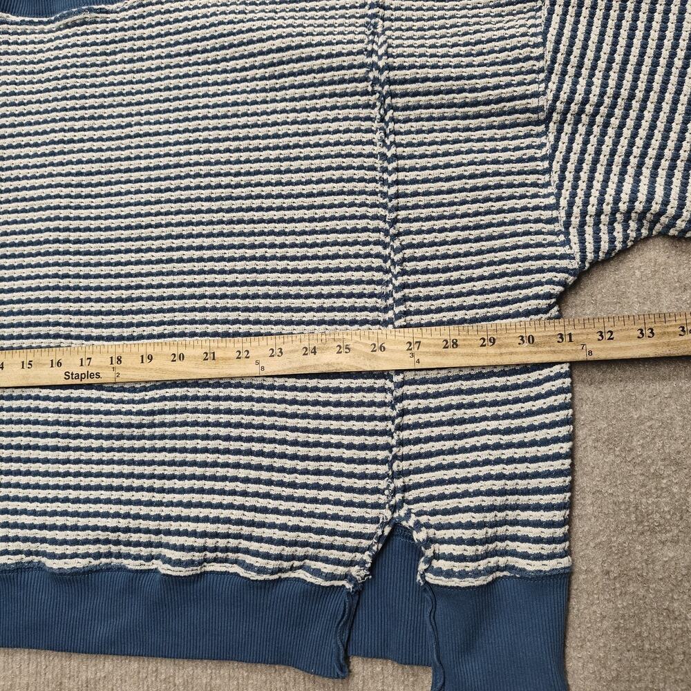 American Eagle Big Hug Notch Neck Waffle Sweatshirt Size XL White Blue Stripe - Picture 4 of 5